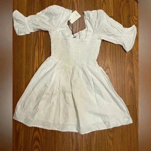 NWT Spell Bo Eyelet Mini Dress White M - Picture 9 of 10